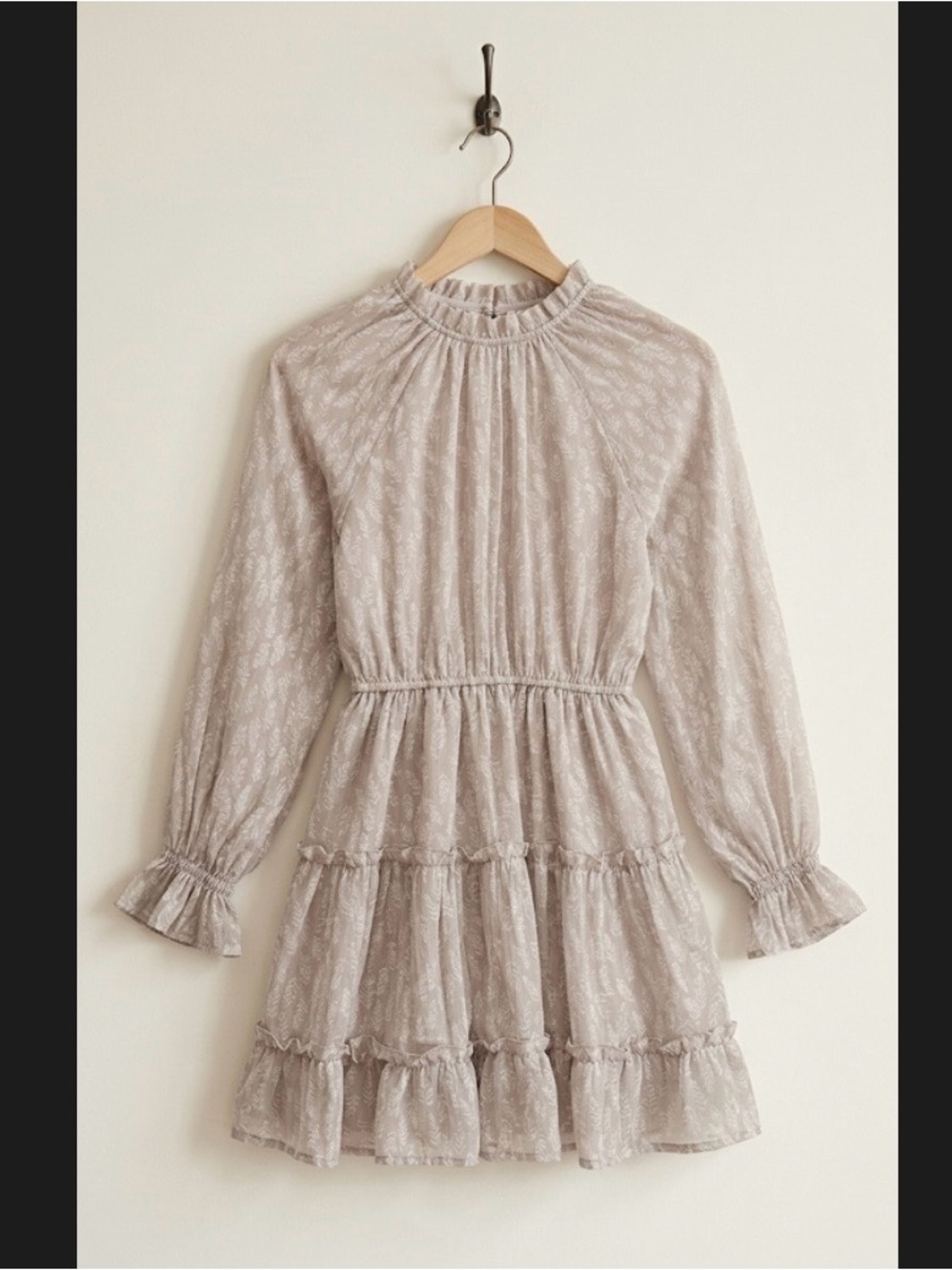 Blu Pepper Taupe Tiered Ruffle Mini Dress Boho Cottagecore Fairycore Small - Picture 3 of 5